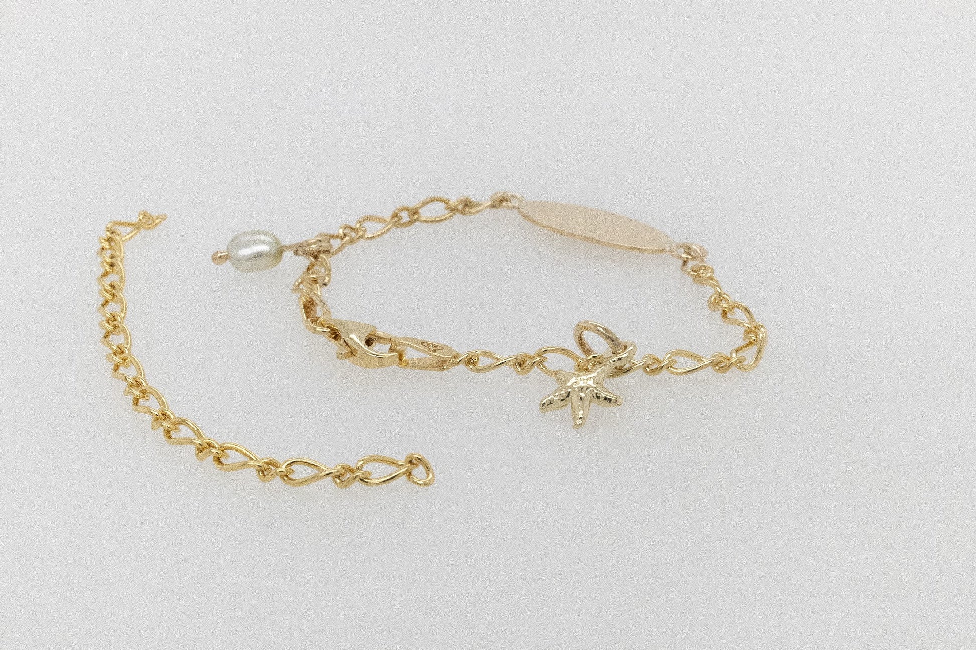 Starfish and Keshi Pearl Baby I.D Bracelet