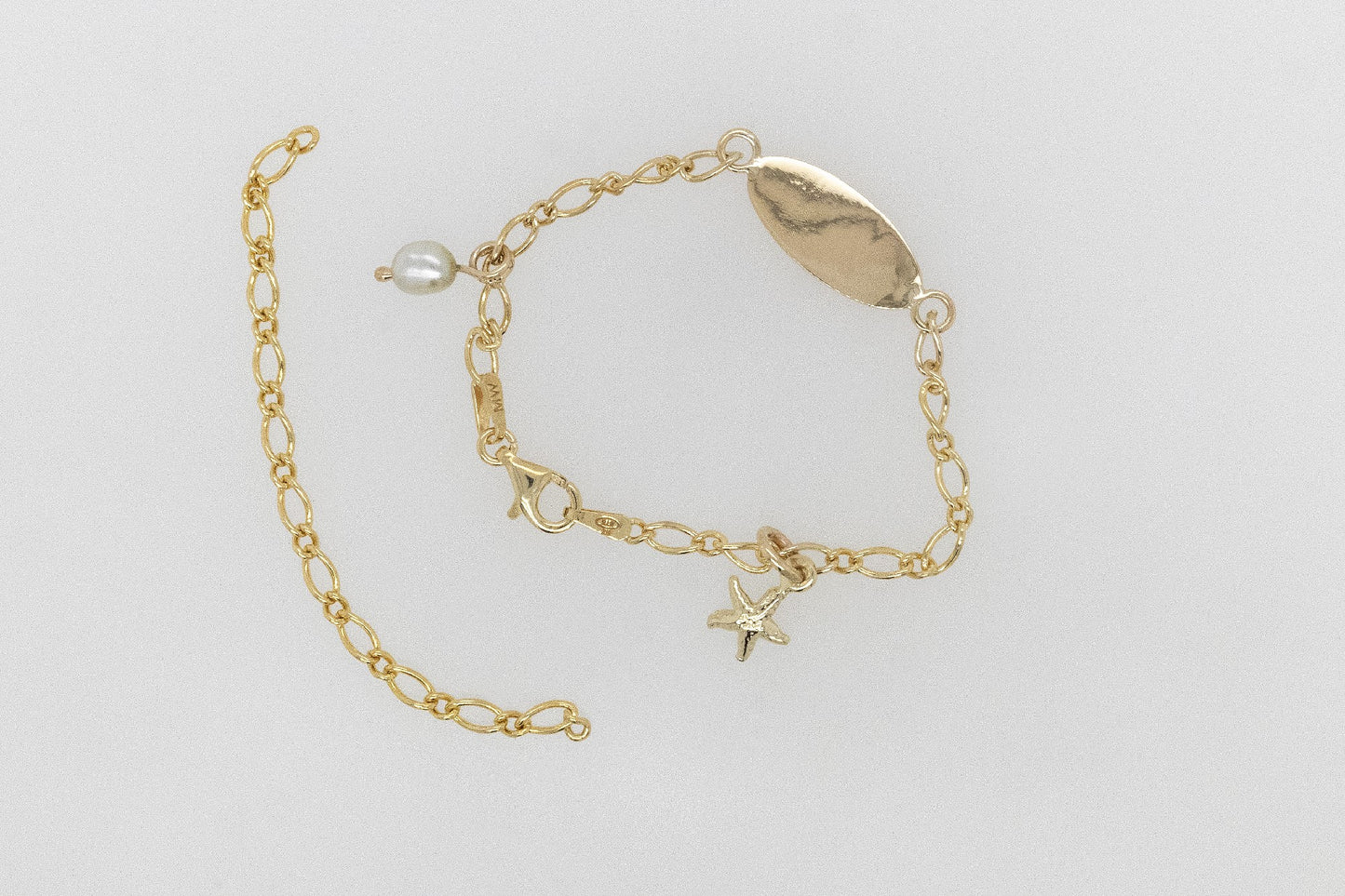 Starfish and Keshi Pearl Baby I.D Bracelet