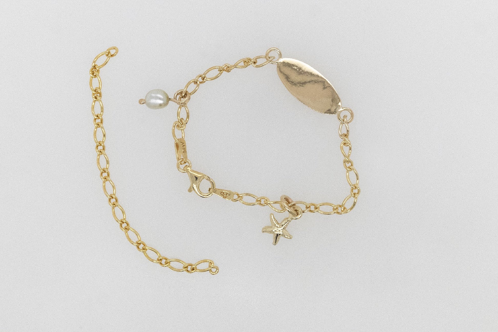 Starfish and Keshi Pearl Baby I.D Bracelet