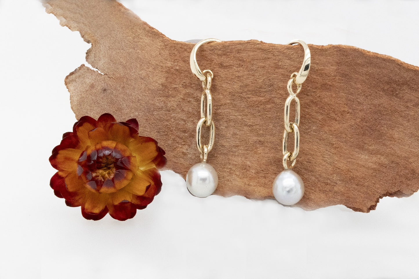 Abrolhos Islands Pearl Chain Link Earrings