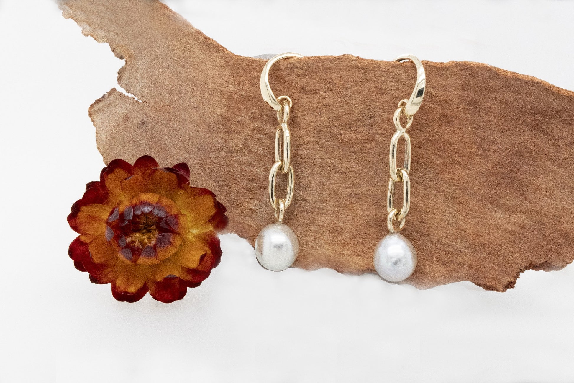 Abrolhos Islands Pearl Chain Link Earrings