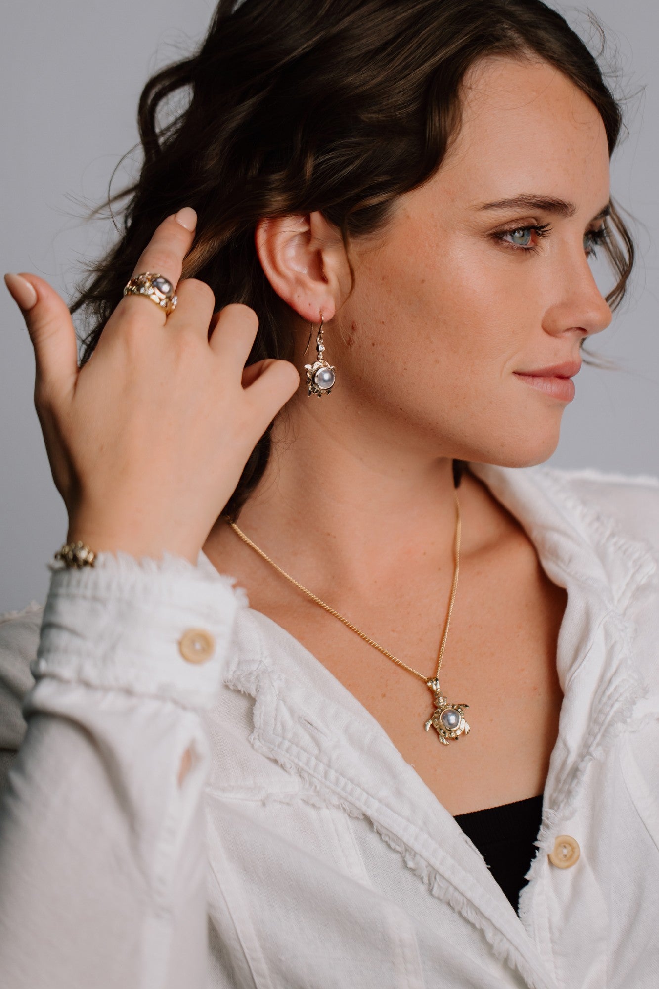 Abrolhos Pearl and Diamond Turtle Pendant