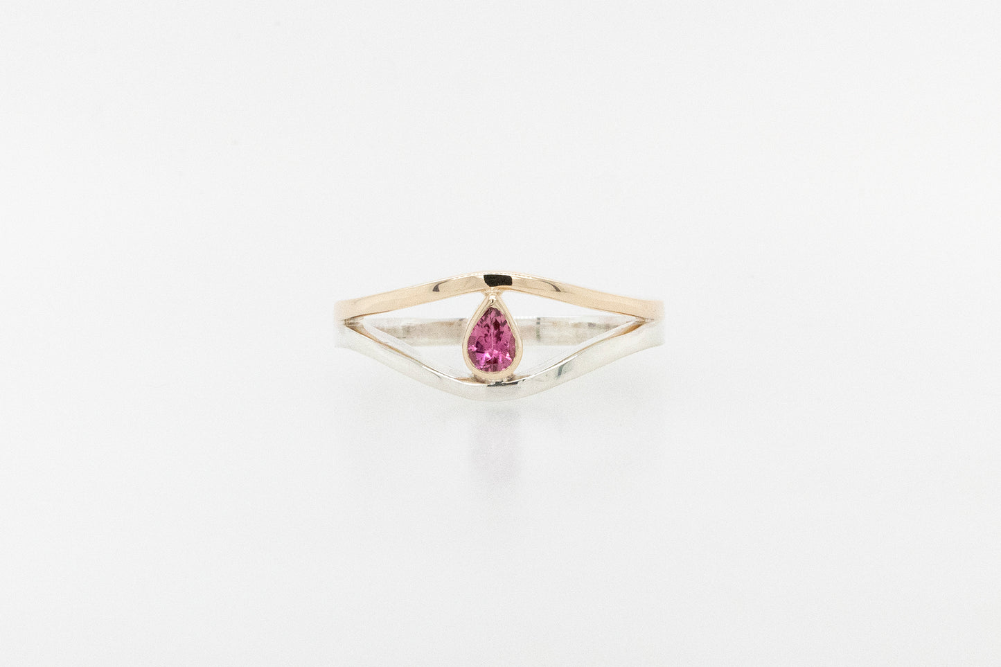 Pink Tourmaline Split Shank Ring 