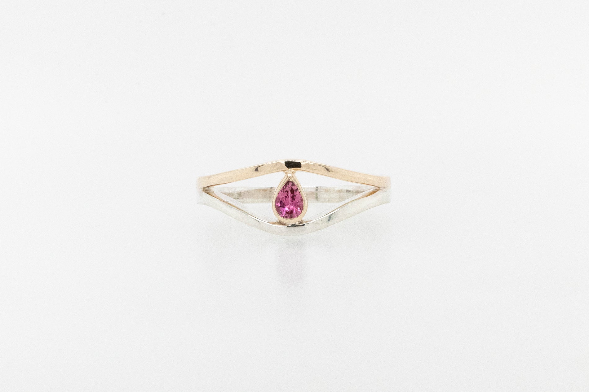 Pink Tourmaline Split Shank Ring 