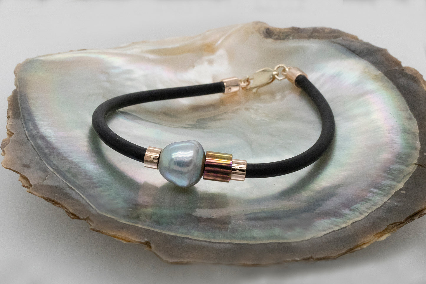 Pink Titanium Abrolhos Pearl Neoprene Bracelet