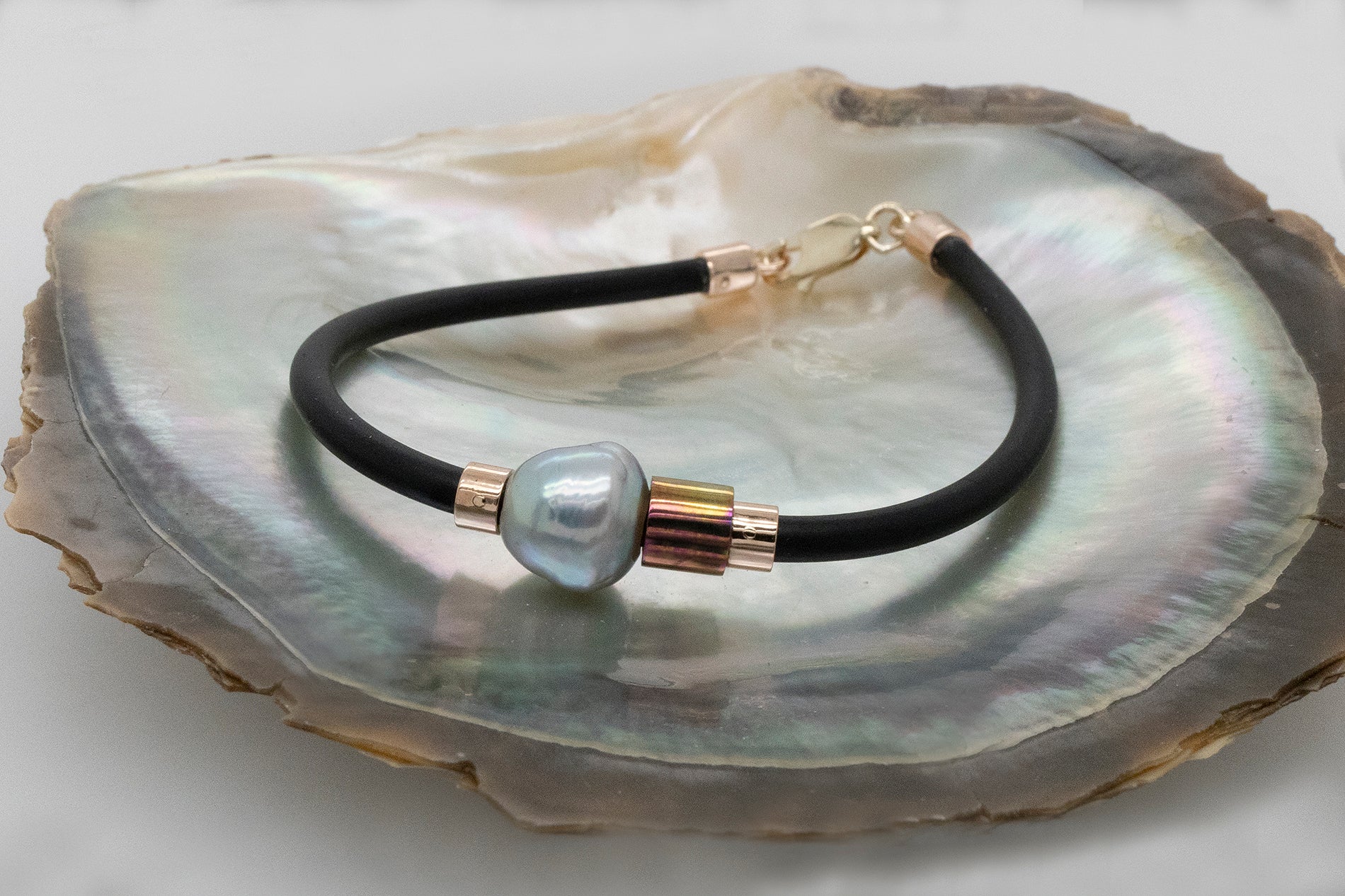 Pink Titanium Abrolhos Pearl Neoprene Bracelet