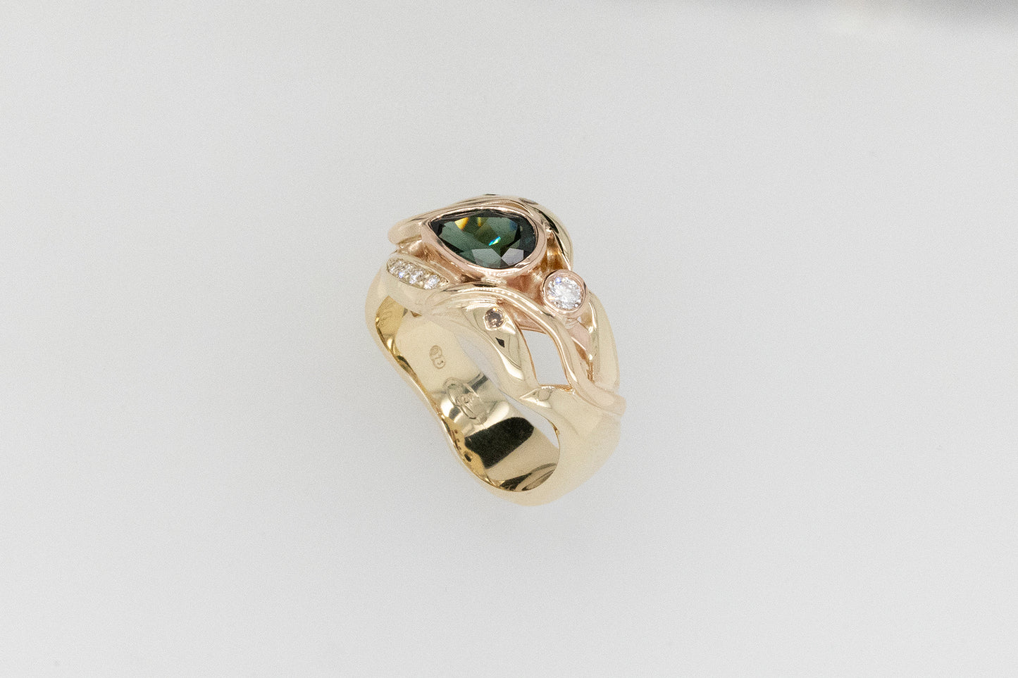 Green Sapphire and Diamond Ring
