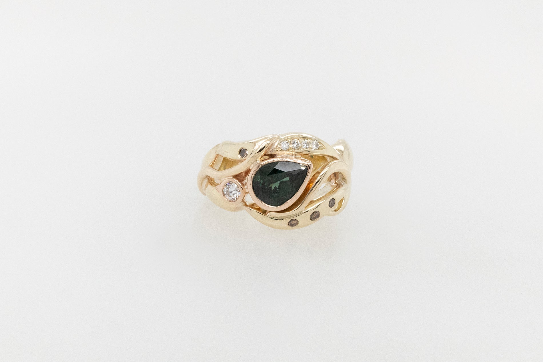 Green Sapphire and Diamond Ring