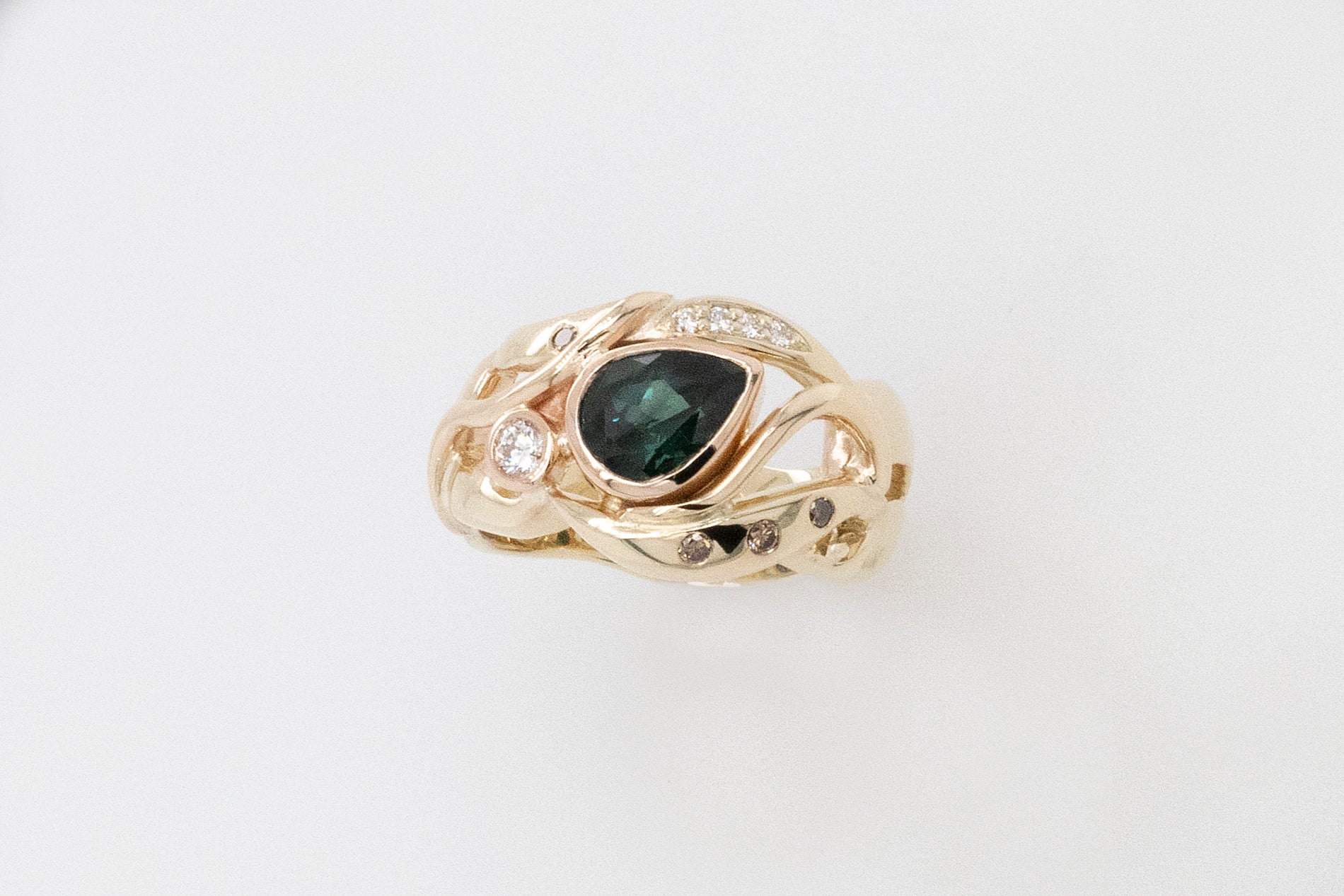 Green Sapphire and Diamond Ring