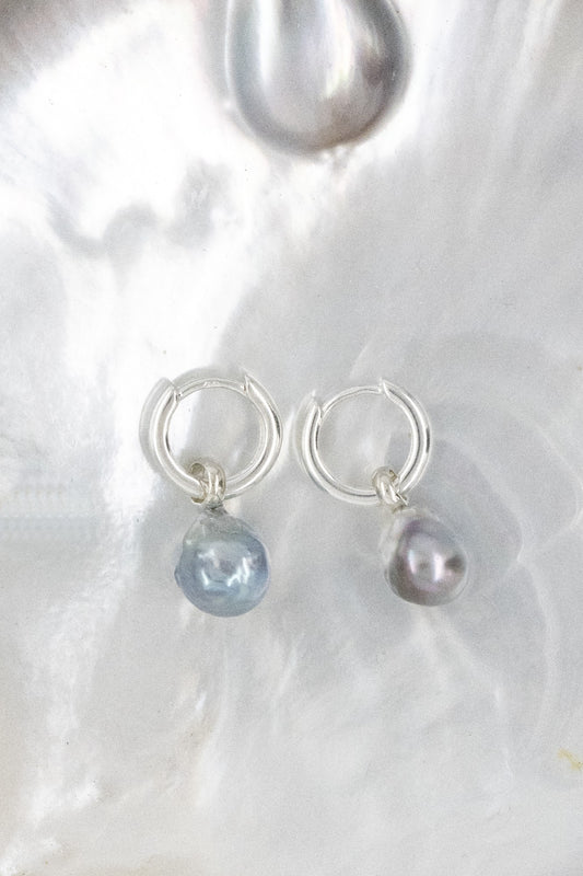 Mauve Pearl Hoop Earrings