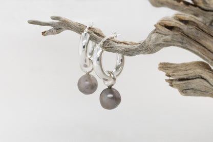 Mauve Pearl Huggie Earrings