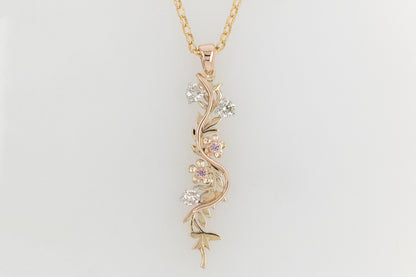 Champagne Diamond and Pink Sapphire Flora Pendant