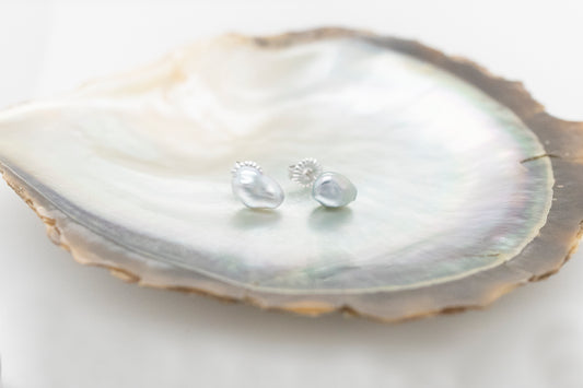 Abrolhos Island Pearl Keshi Stud Earrings 