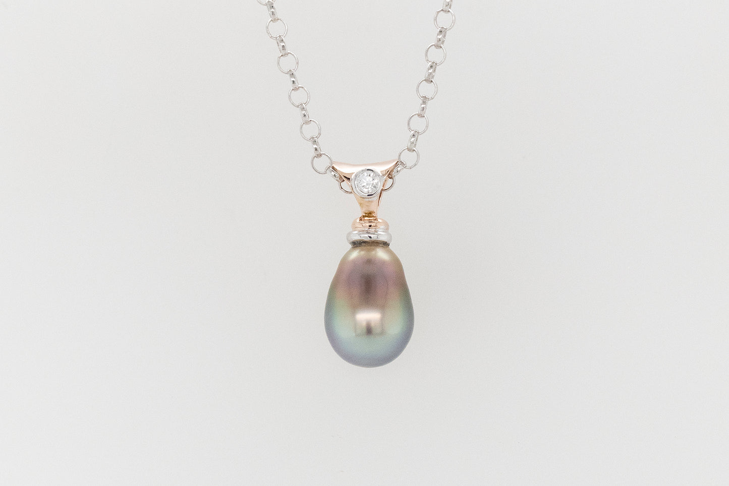 Abrolhos Islands Drop Pearl Pendant with Diamond Bale