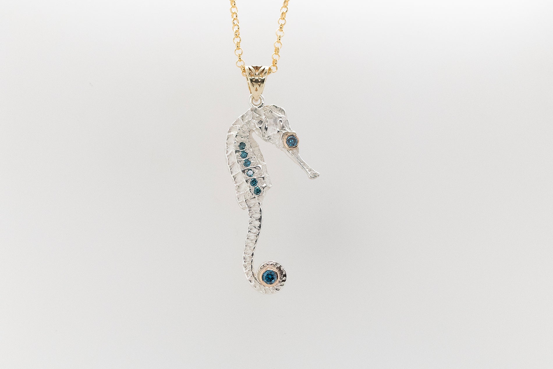 Blue Diamond Seahorse Pendant