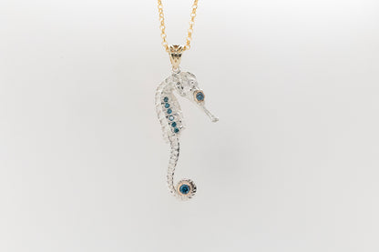 Blue Diamond Seahorse Pendant
