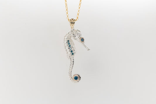 Blue Diamond Seahorse Pendant