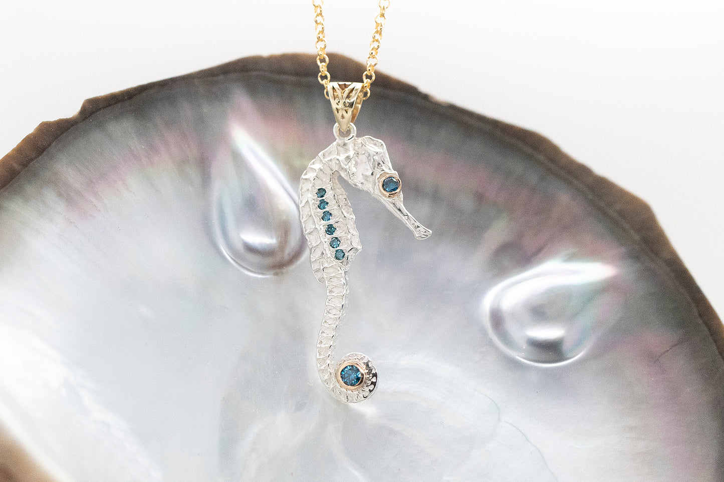 Blue Diamond Seahorse Pendant