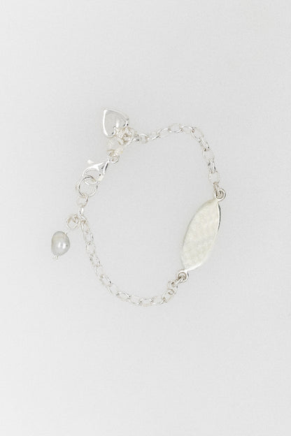 Baby Bracelet with Keshi Pearl and Heart Charm 