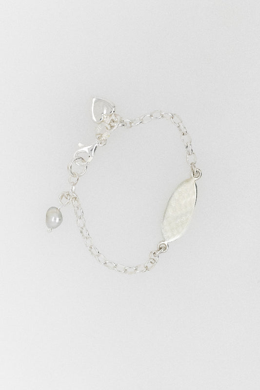 Baby Bracelet with Keshi Pearl and Heart Charm 