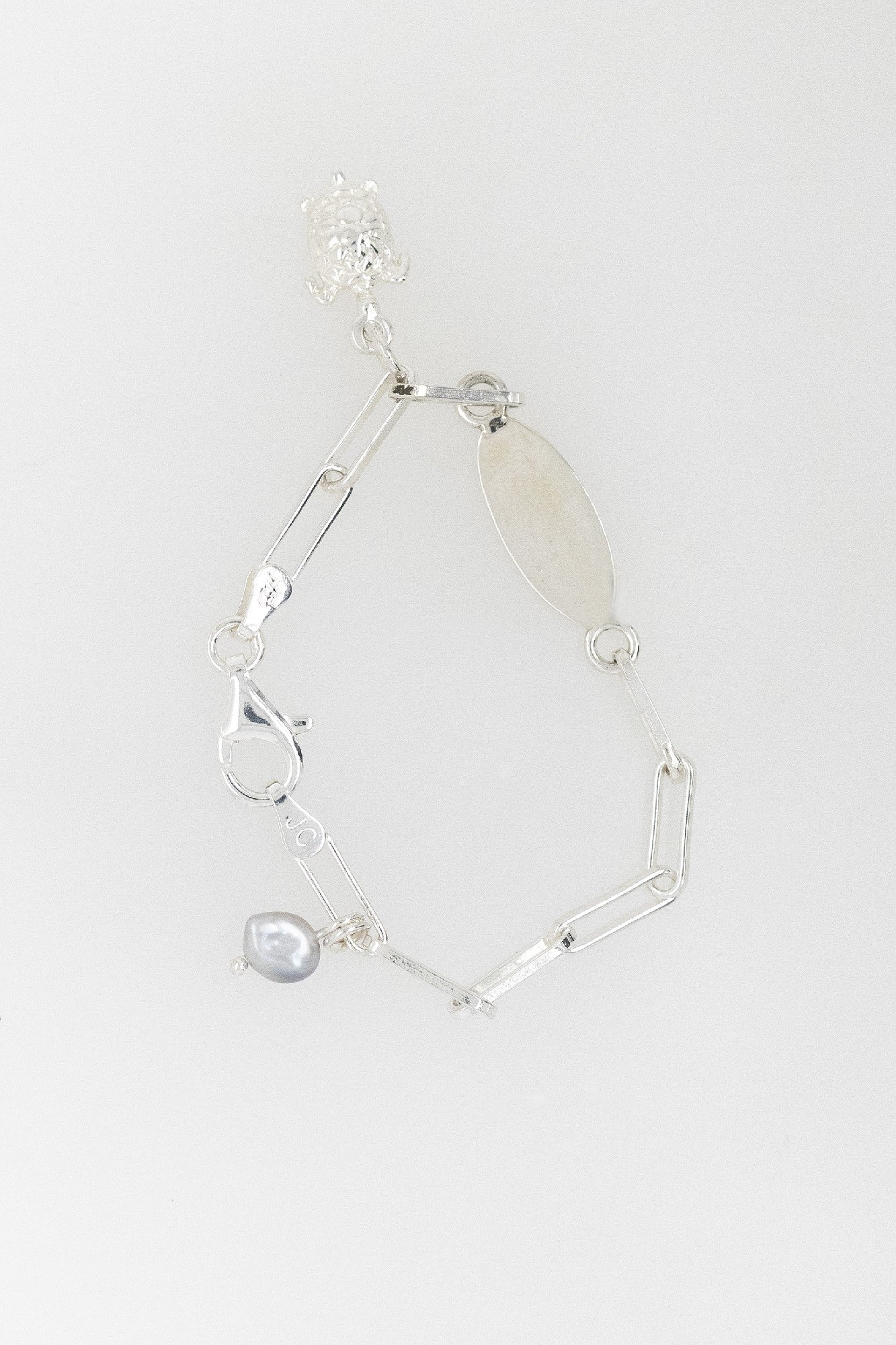 Baby Bracelet with Keshi Pearl and Turtle Charm