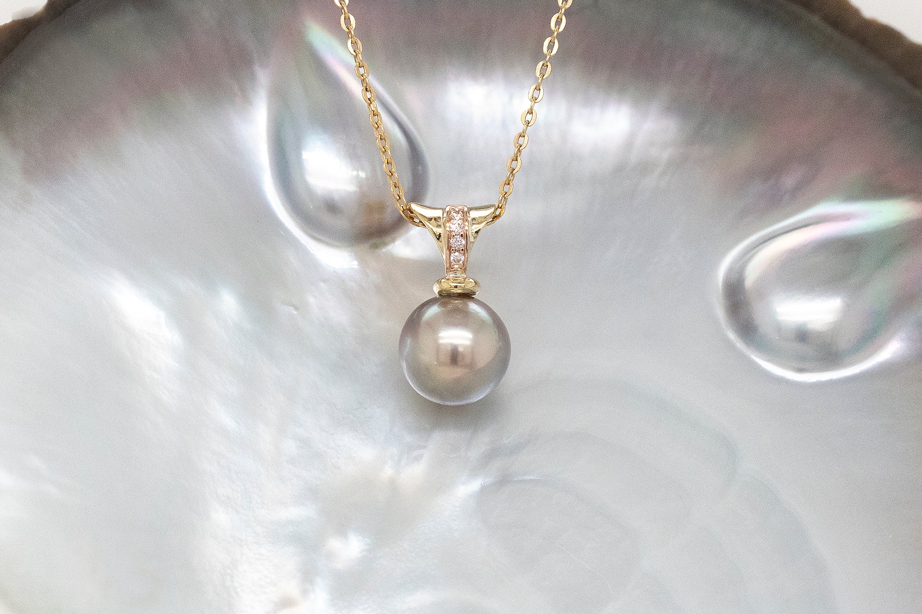 Pink Diamond and Abrolhos Pearl Pendant