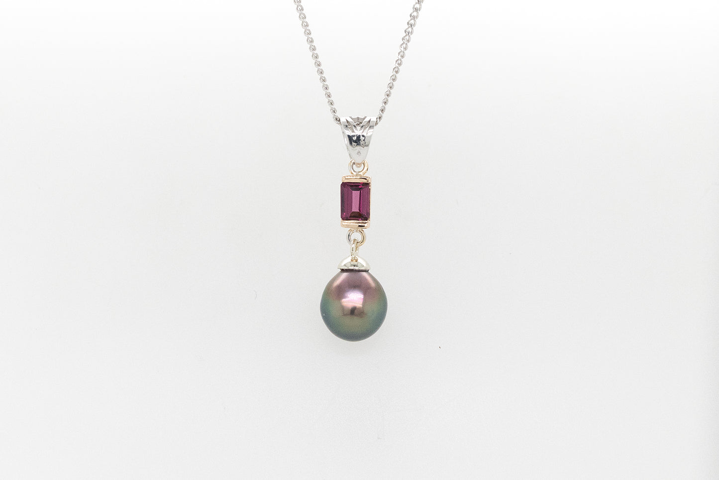 Abrolhos Pearl and Rhodelite Garnet Pendant