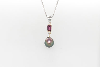 Abrolhos Pearl and Rhodelite Garnet Pendant