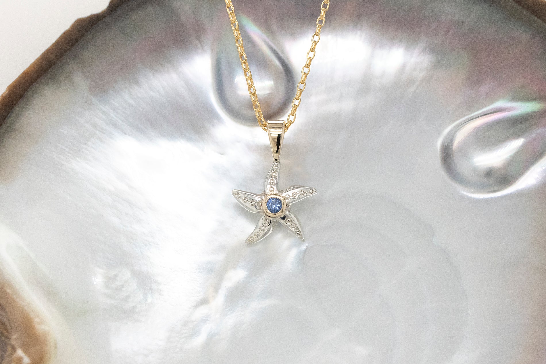 Starfish Pendant with Ceylon Sapphire