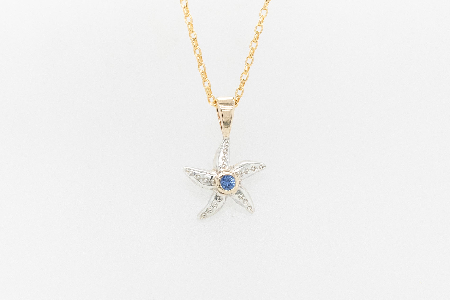 Starfish Pendant with Ceylon Sapphire