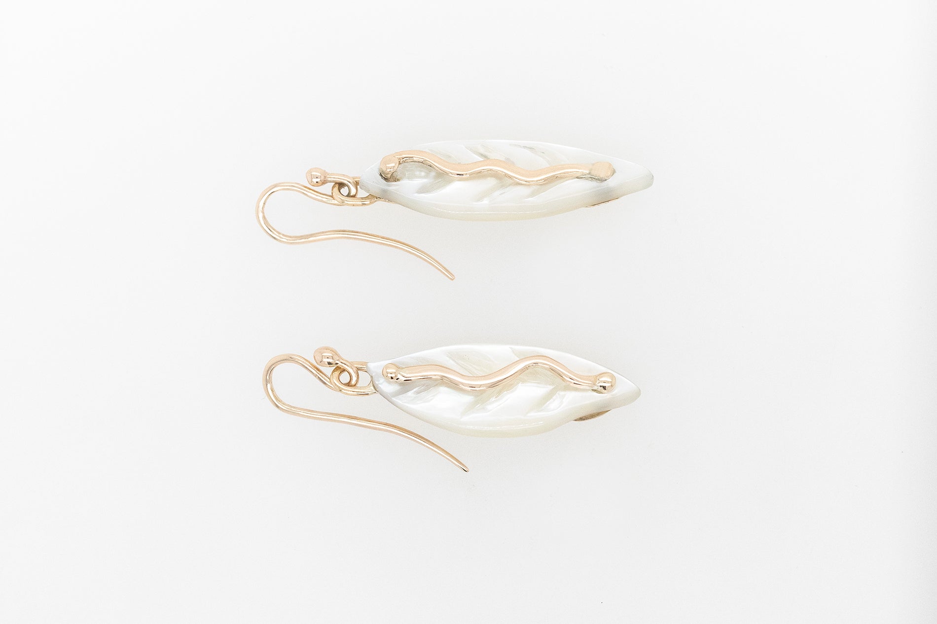 Mother of Pearl Carved Leaf Earrings