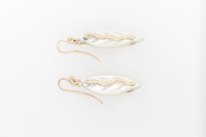 Mother of Pearl Carved Leaf Earrings