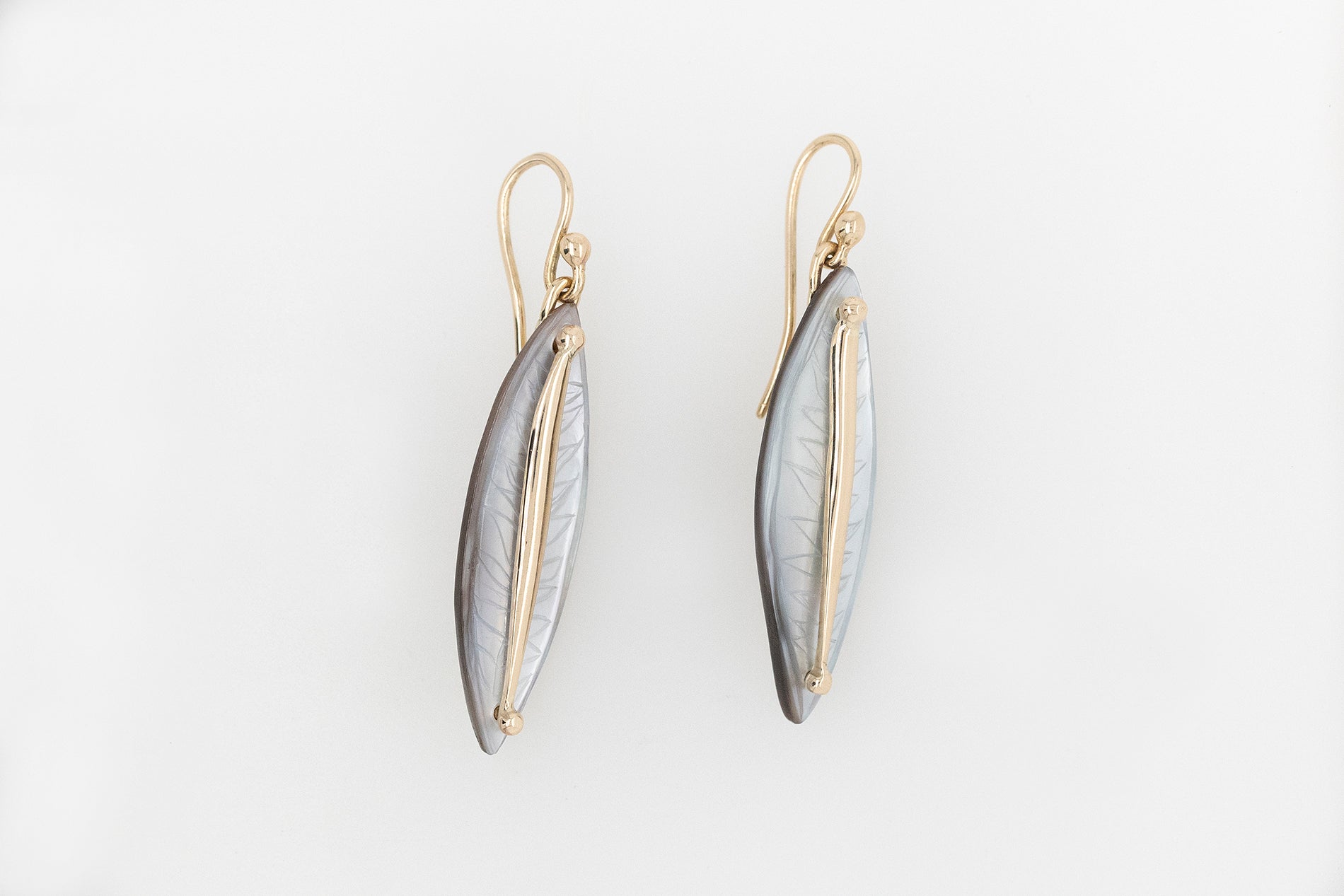 Hand Engraved Mother of Pearl Earrings