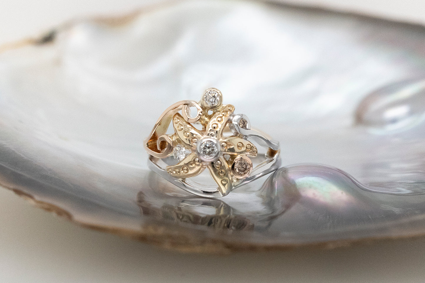 Starfish Diamond Swirl Ring