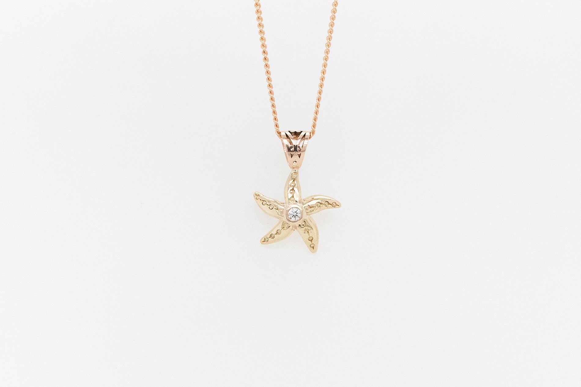 Starfish Diamond Pendant with Filigree Bale
