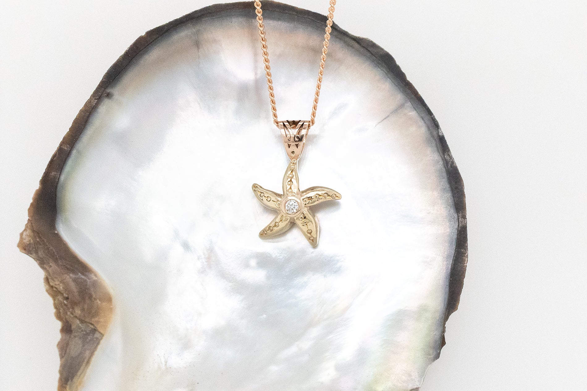 Starfish Diamond Pendant with Filigree Bale
