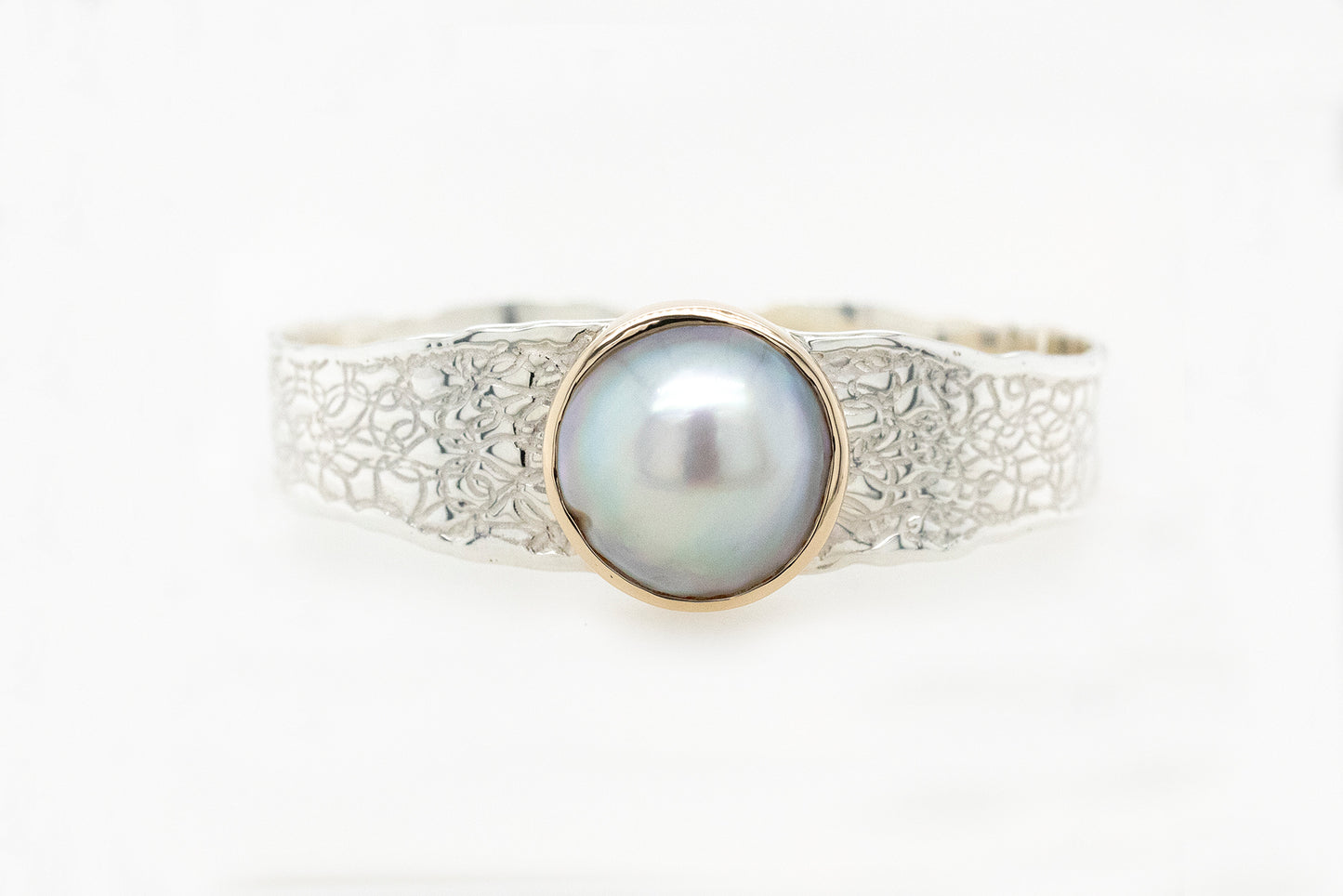 Embossed Molten Edge Mabe Cuff Bangle