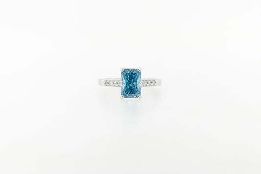 Blue Laboratory Diamond Ring