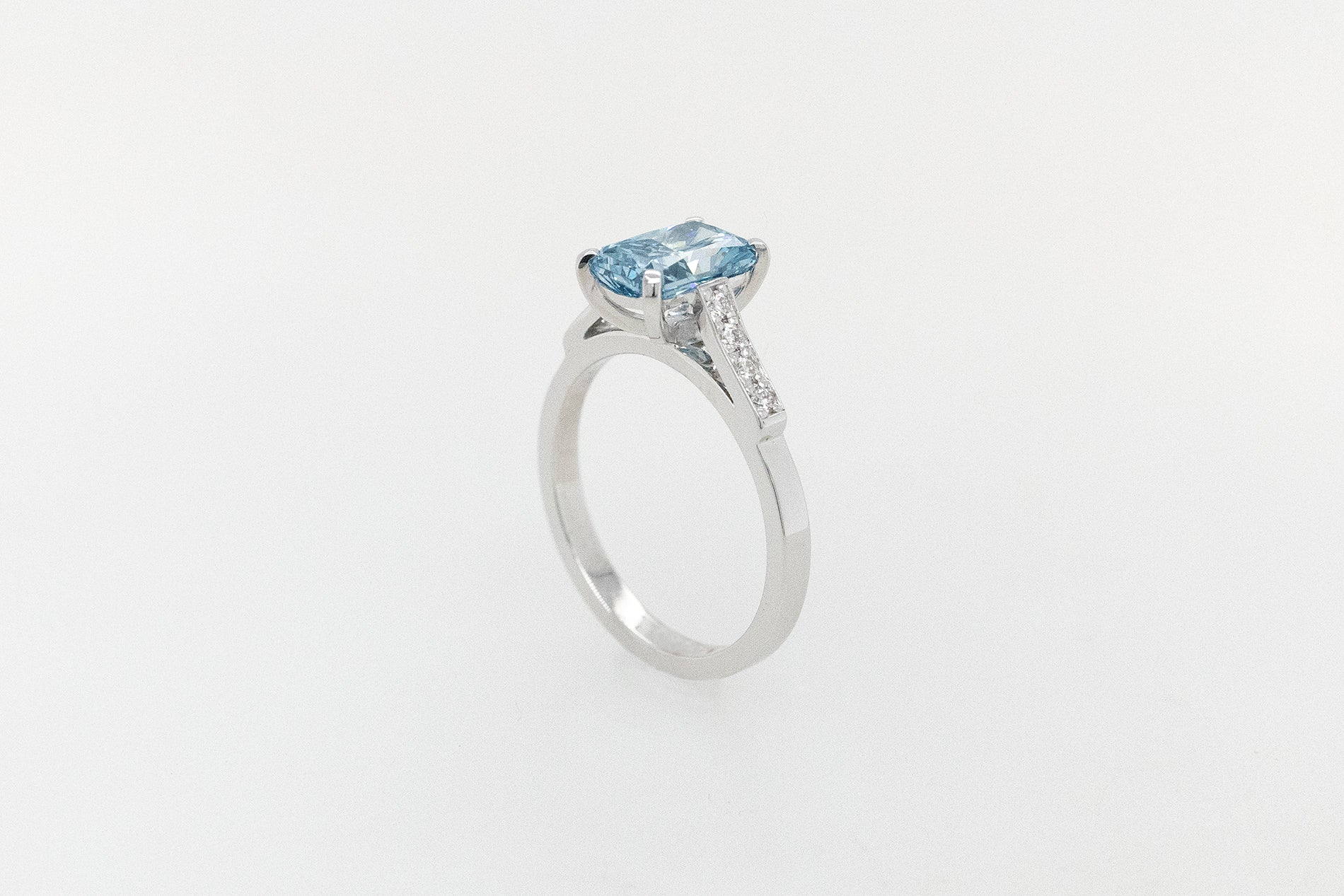 Blue Laboratory Diamond Ring