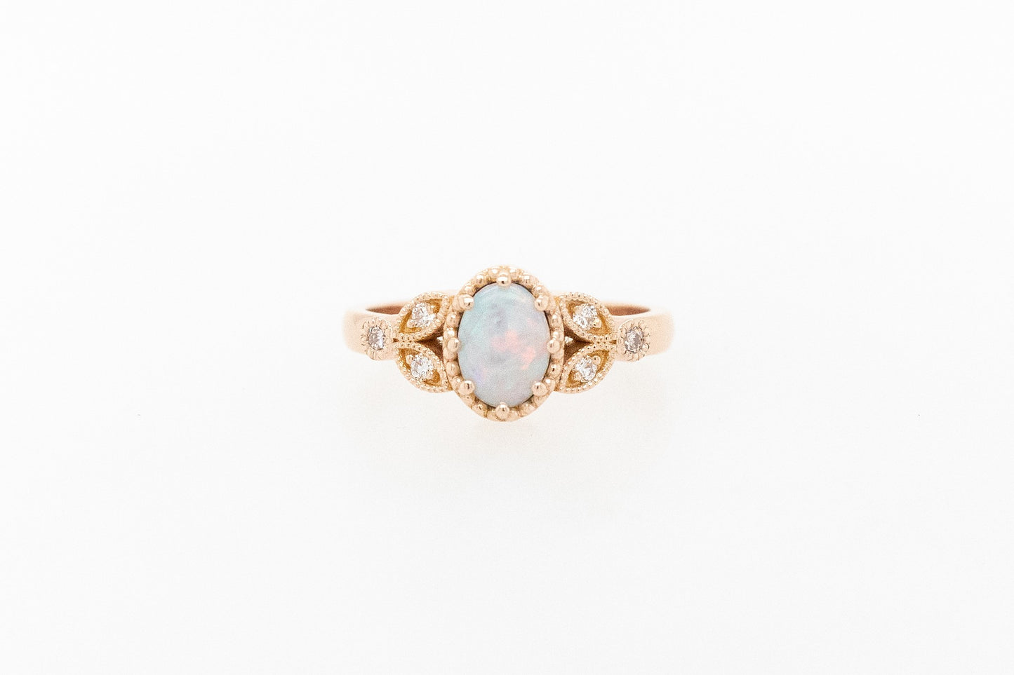 Opal and Pink Champagne Diamond Engagement Ring