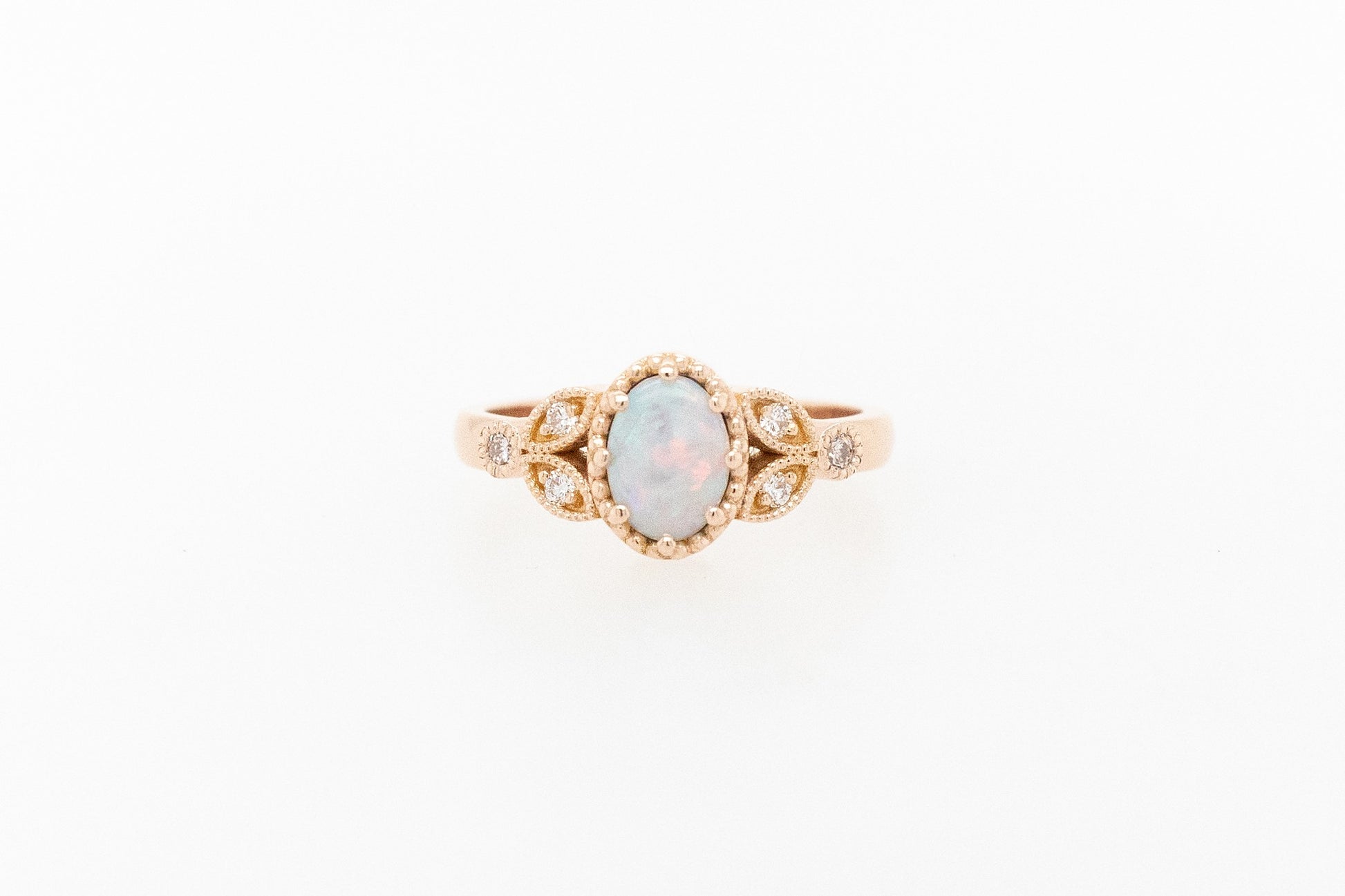Opal and Pink Champagne Diamond Engagement Ring
