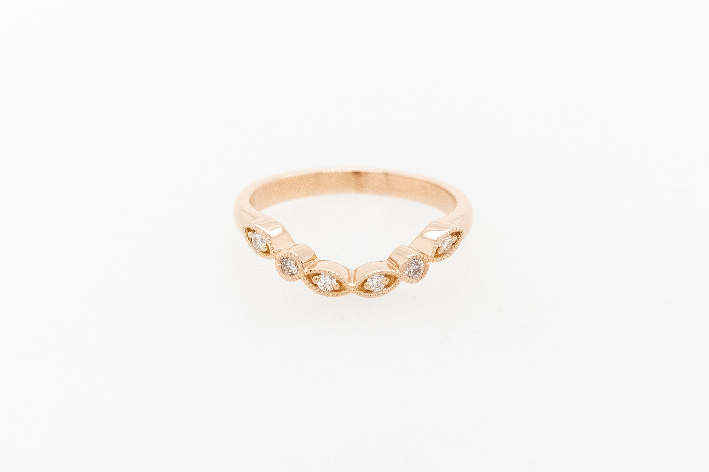 Pink Champagne and White Diamond Wedding Ring