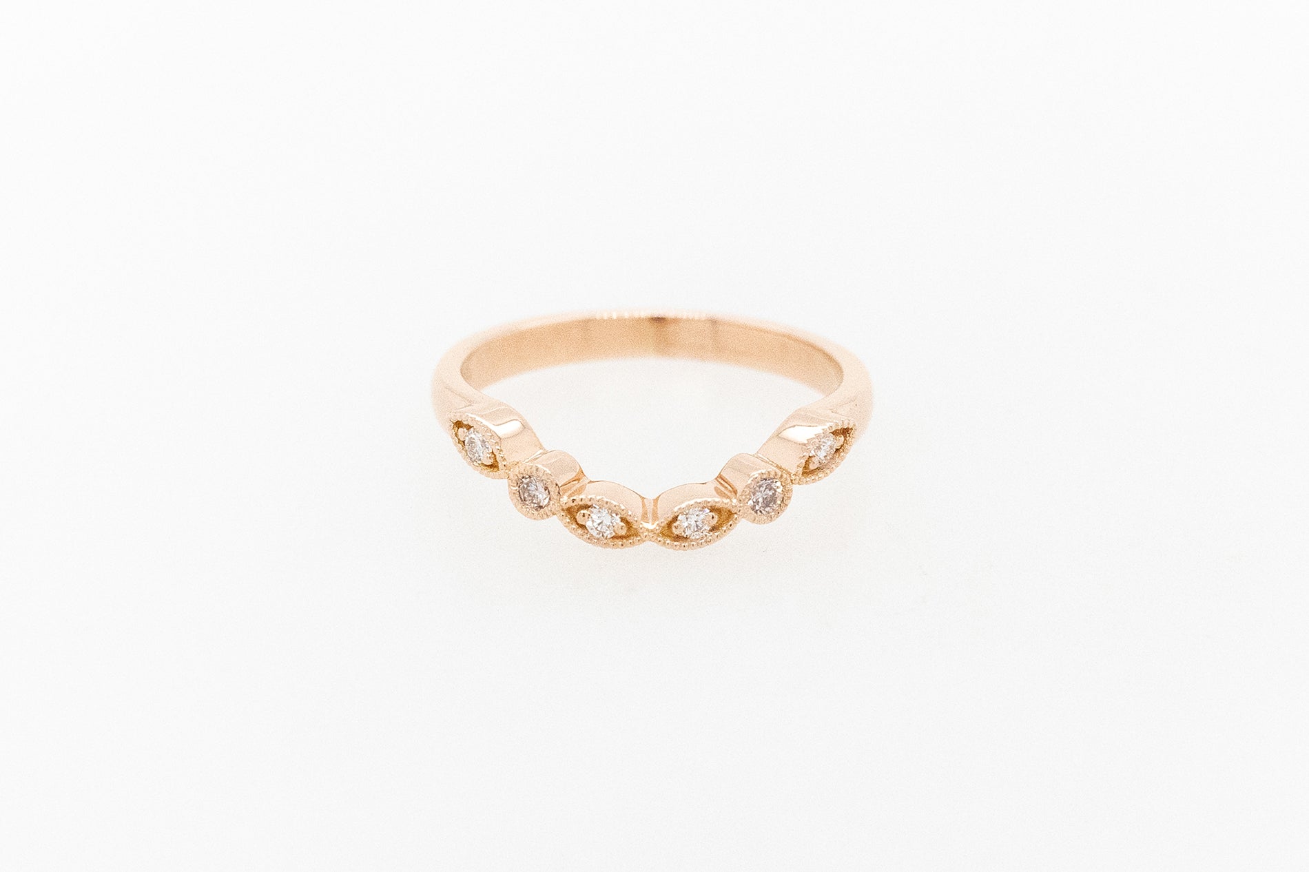 Pink Champagne and White Diamond Wedding Ring
