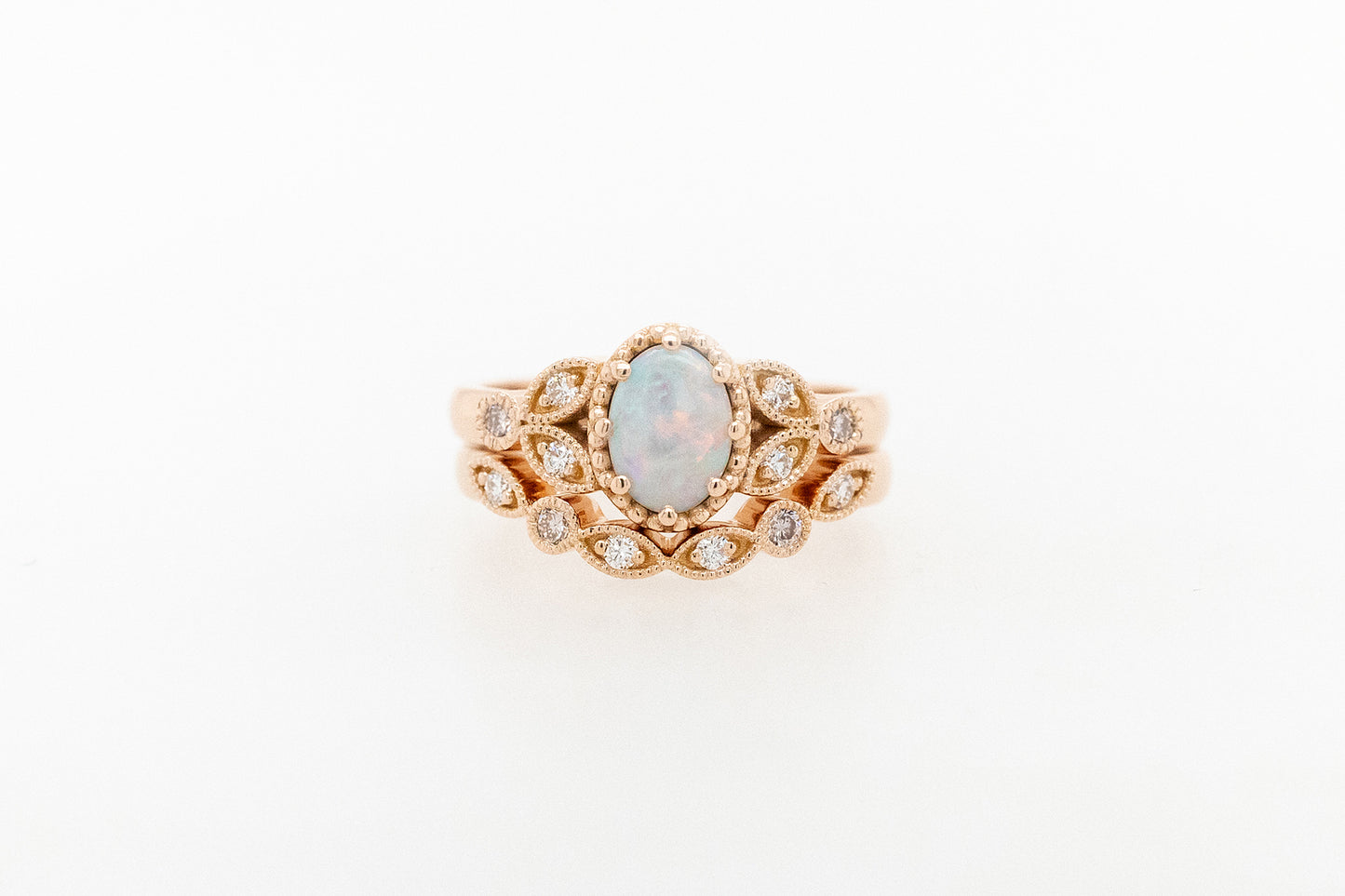 Pink Champagne and White Diamond Wedding Ring