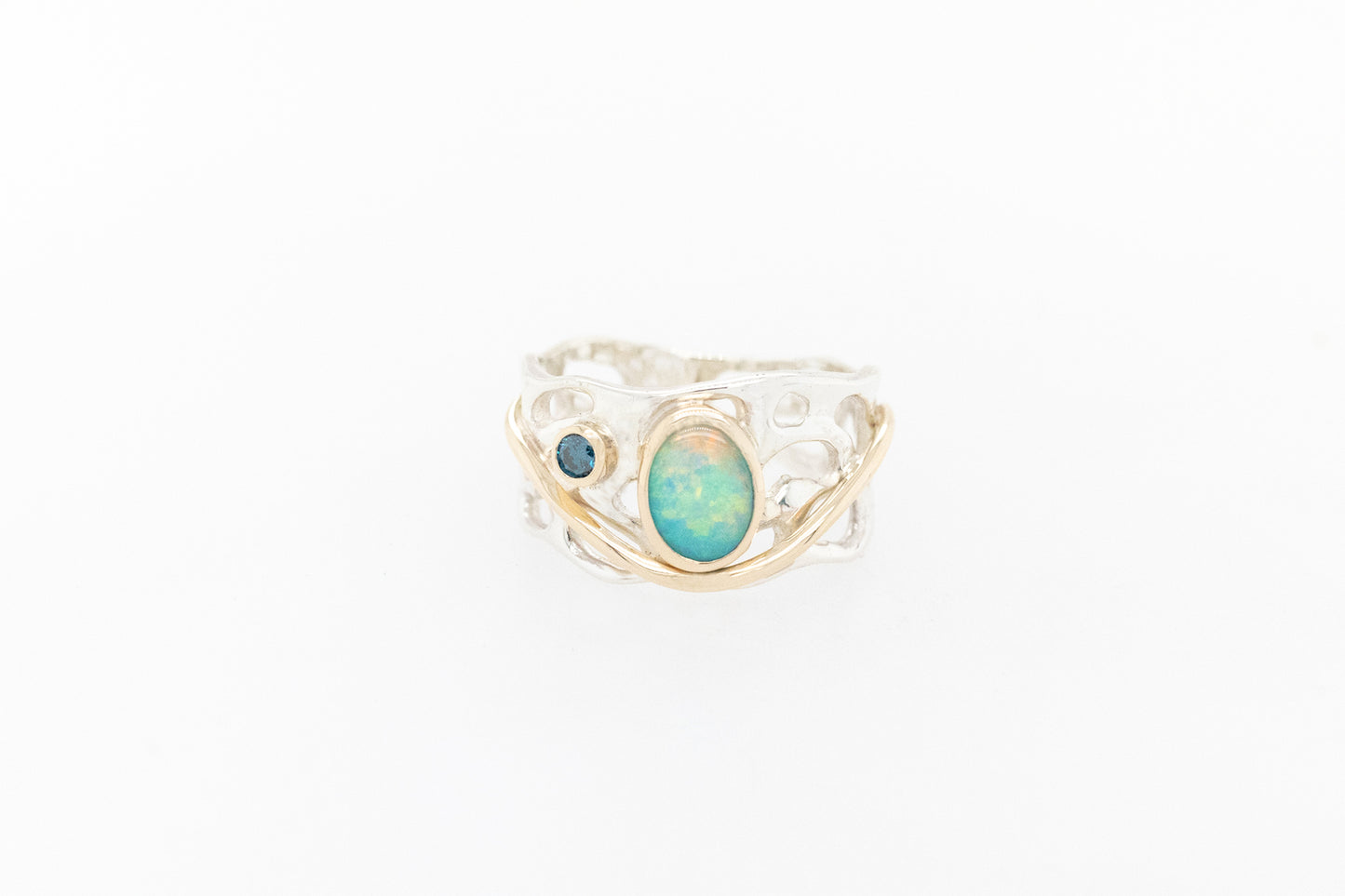 Opal & Blue Diamond Ring
