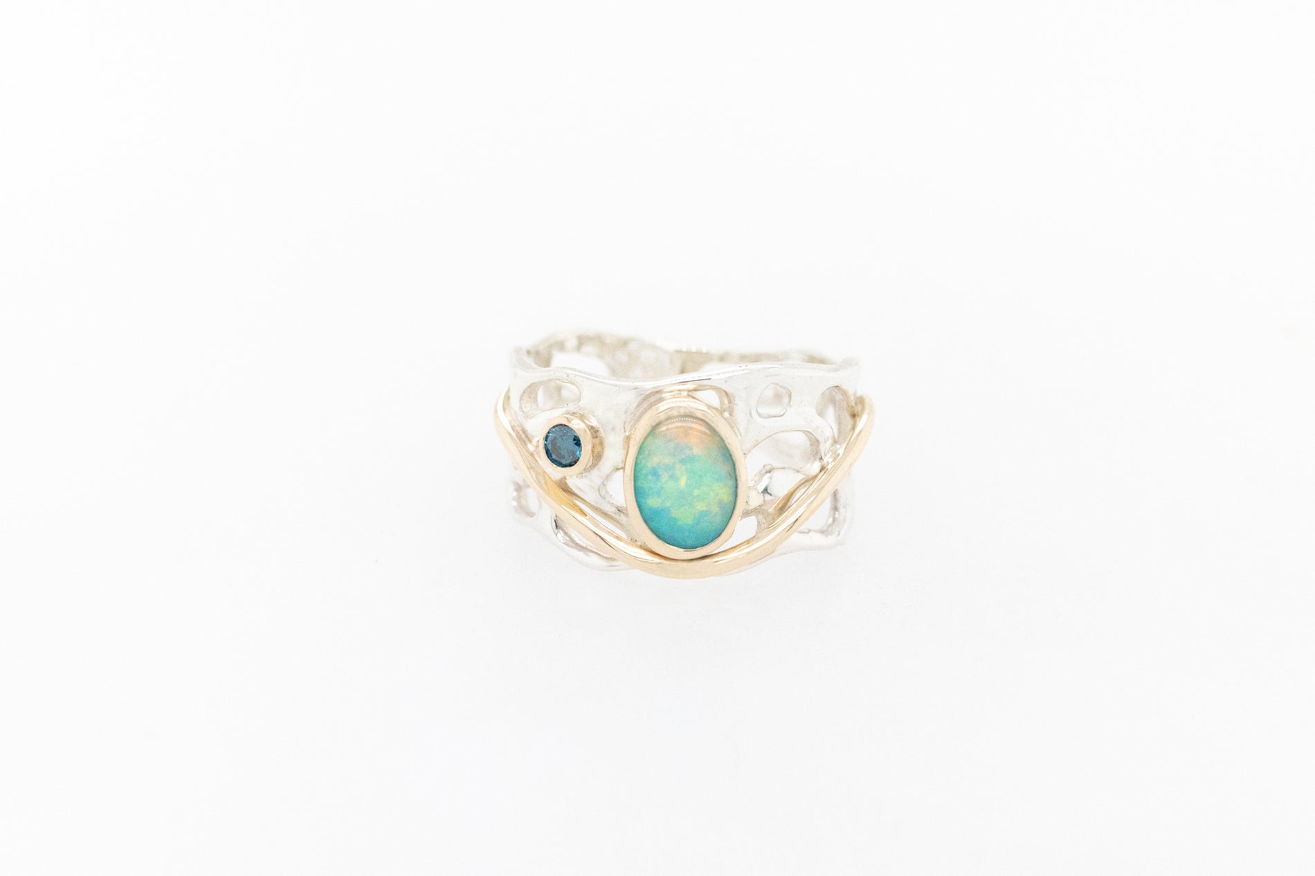 Opal & Blue Diamond Ring