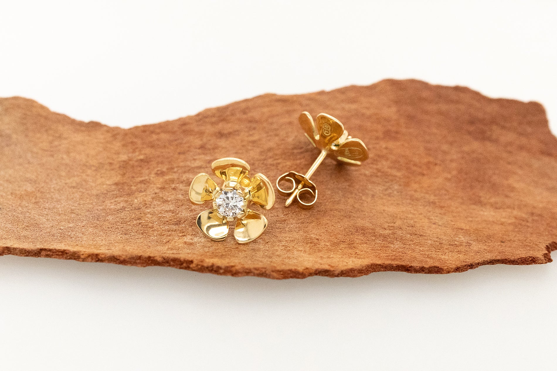 Geraldton Wax Studs with Diamonds 