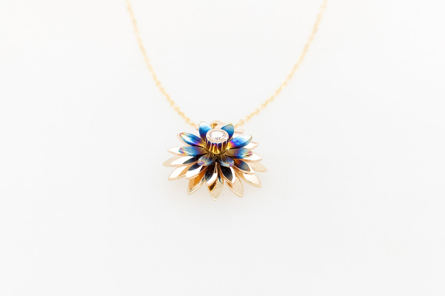Everlasting Flower Pendant with Titanium & White Diamond
