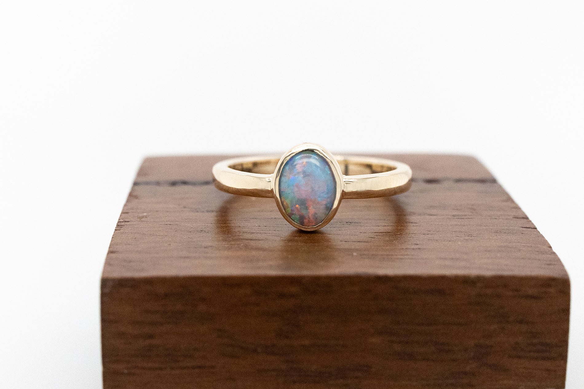 White Cabochon Opal  Ring 