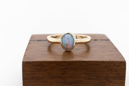 White Cabochon Opal  Ring 